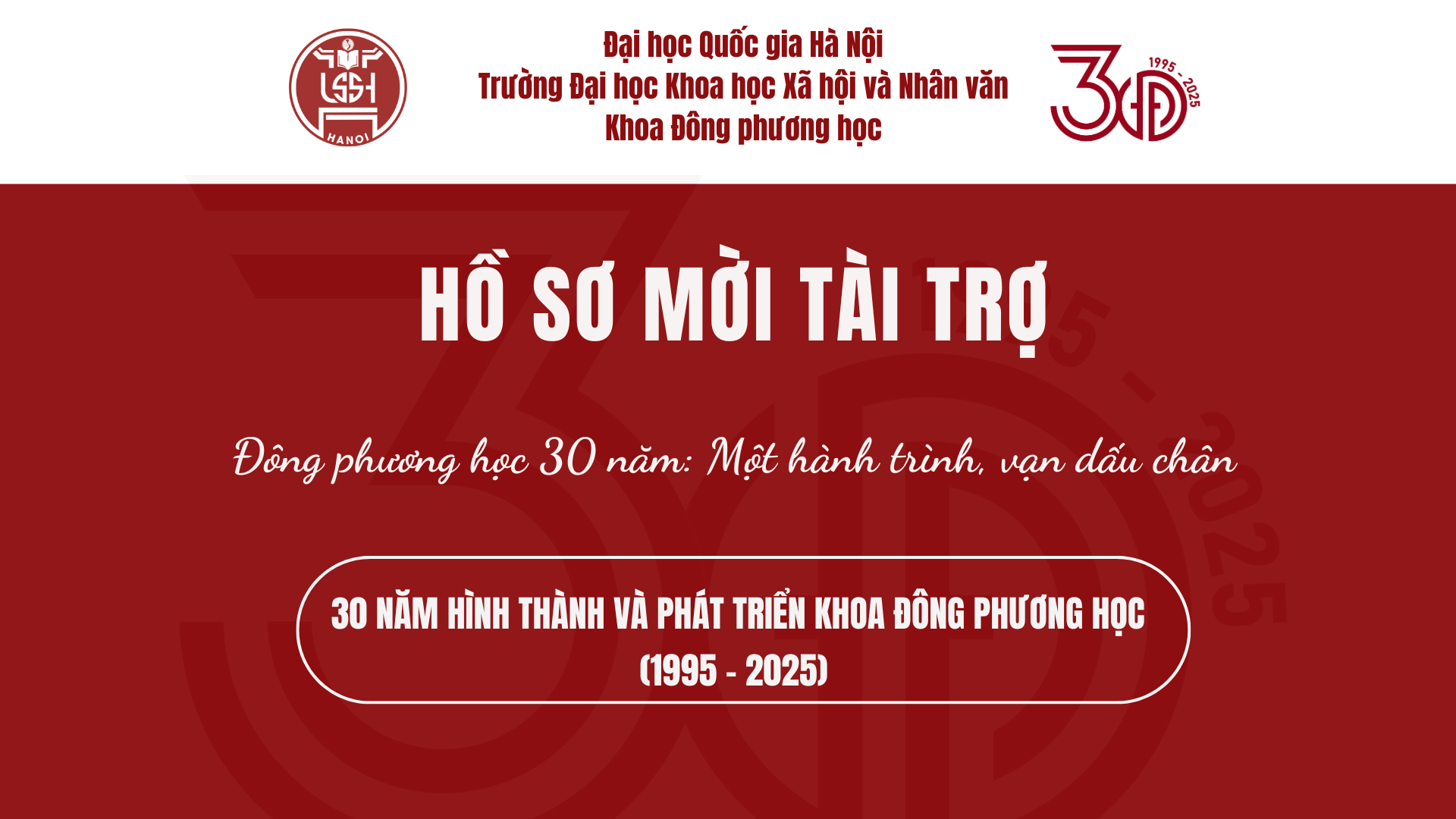 THƯ NGỎ MỜI TÀI TRỢ: Kỷ niệm 30 năm hình thành và phát triển Khoa Đông phương học (1995 – 2025)